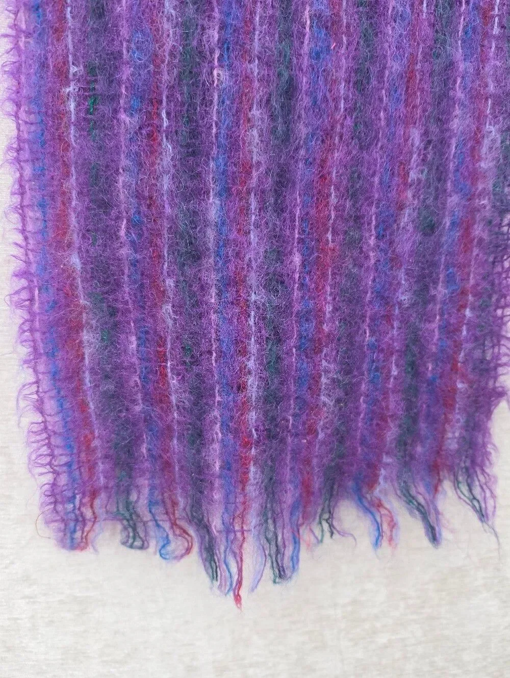 Vintage Handwoven Purple Mohair Scarf